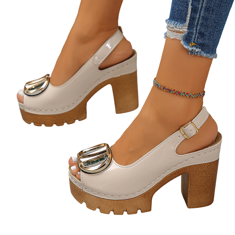 Elara - Peep toe sandalen met hak en gesp voor dames